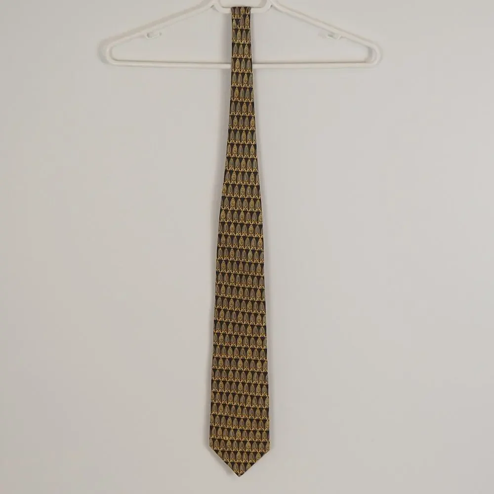 Valentino‎ Cravatte Necktie 100% Silk Gold Tie Handmade in Italy